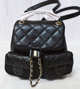 Роскошный мини -рюкзак дизайнер CC Card держатель канал канал иянка кожаная сумка для шнурки серебряная цепь маленькая стильная сумка для плеч дизайнерский рюкзак кошелек для женщин