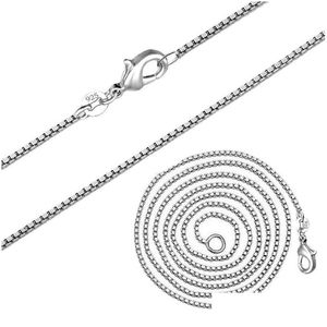 Chains 1 4Mm 925 Sterling Sier Plated Box Women Necklaces Jewelry Chain 16 24 Inches Wholesale Drop Delivery 202 W3