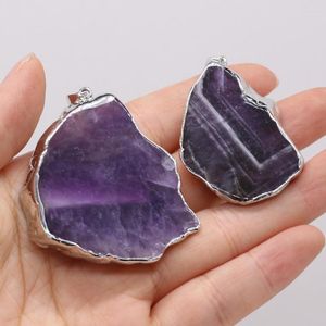 Colares pendentes Amethyst Natural Semiprecious Stone Irregular Shape Fenche