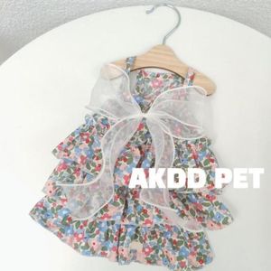 Cat Costumes Pet Dress Super Soft Flower Pattern Beautiful Lint Free Easy-wearing Decorative Cotton Print With Bow-knot