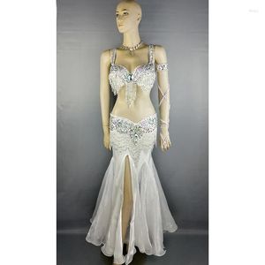 Stage Wear High Quality Belly Dance Costume Performance 5-piece Suit Beaded Bra Belt Dancing Skirt Dress Set