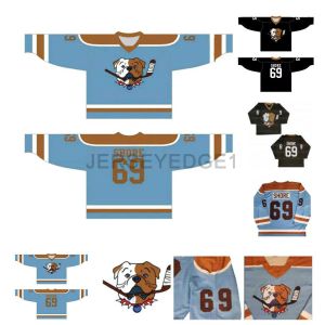 69 Shoresy SudBery Blueberry Letterkenny Hockey-Trikot, Schwarz, Blau, individuell, beliebige Nummer, beliebiger Name, Männer und Frauen