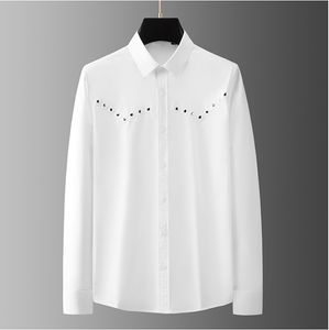 Camisa redonda de retalhos de retalhos de retalhos de alta qualidade Camisas de algodão longa Manga longa Camisas de vestido masculinas casuais camisetas Camisas