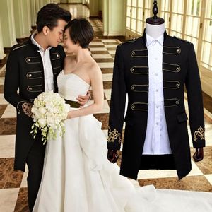 Herrenjacken Herren Long Slim Emcee Gerichtsanzug Hochzeit Po Kleid Willkommen Windjacke Bühnenmann Kostüm Schwarz Weiß Blau Jacke