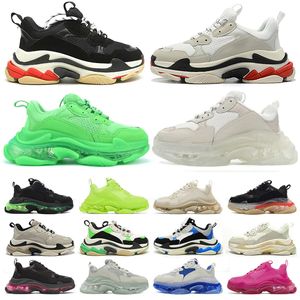 triple s men women designer casual shoes platform sneakers clear sole black white grey red pink blue Royal Neon Green mens trainers Tennis height increasing shoe 36-45