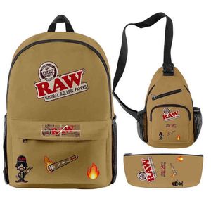 Raw 3pcs set Men Women Backpack Cigar Oxford Waterproof Backpack Bags Unisex Outside Hiking Travel Bicycle Bag Laptop Bags185I