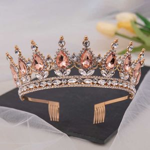 Tiaras moda złoty srebrny kolor kryształowy kryształowy rhinestone tiary i korona z łomkami królowa księżniczka pół diandemy Wedding Hair Akcesoria Z0220