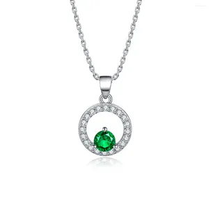 Kedjor Zhanhao Högkvalitativa personliga uppsättningar S925 Sterling Silver 0,50ct Pure Emerald Custom Necklace for Women