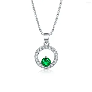 Chains Zhanhao High Quality Personalized Sets S925 Sterling Silver 0.50CT Pure Emerald Custom Necklace For Women