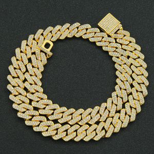 Fashion Cuban Link Chain Necklace Bracelet Sets Heavy 18K Gold Plated Metal Necklace for Boys Girls Design Buckle Fashion Jewelry