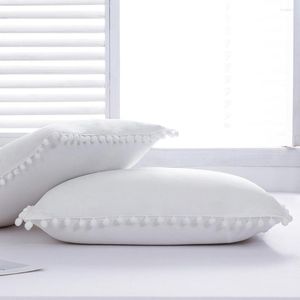 Pillow Case 2pcs/set Ins Pure White Cotton Fur Ball Pillowcase 51x92cm Princess Style Pillowcases Home Decoration Bedding Cover