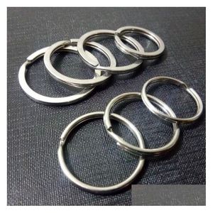 Keychains Lanyards Partihandel Metal Key Ring Creative Rostless Steel Round/Flat 20mm/25mm/28mm/30mm/32mm For DIY DH8ze