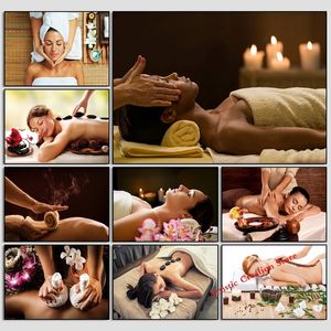 SPA Paintings Thai Water Spa Body Massage Health Beauty Facial Canvas Painting Print Flower Wall Pictures for Salon Spa Room Decor Woo
