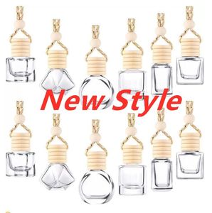 UPS Car Hanging Favors Glass Bottle Essential Oils Diffusers Empty Perfume Aromatherapy Refillable Diffuser Air Fresher Fragrance Pendant Ornament Wholesale