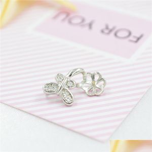 Jewelry Settings S925 Sterling Sier Small Butterfly Pearl Pendant Mount Female Diy Empty Bracket Ac Dhm8Q