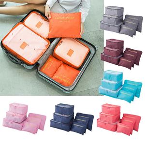 Depolama çantaları 6pcs Set Seyahat Organizer Bavul Paketleme Kılıfları Taşınabilir Makyaj Kıyafetleri Ayakkabı Düzenli Torbası BagstorAgestorage