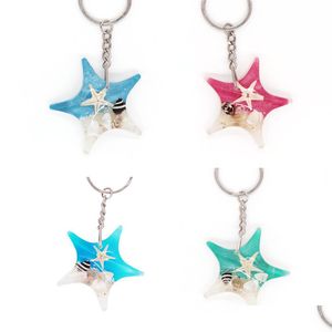 Keychains Bedanyards Wholesale ￚnico 4 cores Creative Moda Amber ￢mbar Chave luminosa Cadeia real Esp￩cime de estrela do mar Ys2K006 DSZ