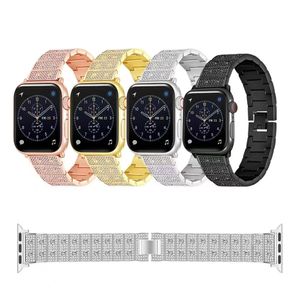 Роскошная бриллиантовая полоса для Apple Watch 8 7 41 45 мм Ultra 49 мм IWATCH Series 6 SE 5 4 38 мм 40 мм 42 44 мм Bling Fashion Women Stainless Steel ремешок