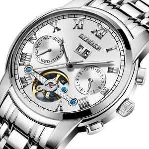 Avanços de pulso Switzerland Mechanical Watch Men Wrist Sapphire binger à prova d'água Homem Relogio Masculino B8601a