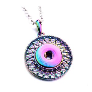 Pendant Necklaces Electroplating Styles Snap Button Necklace 18Mm Ginger Snaps Buttons Hollow Out Charms For Women Jewelry Drop Deli Dhofv