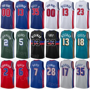 كرة السلة المطبوعة من Man Kids Cade Cunningham Jersey 2 Killian Hayes 7 Cory Joseph 18 Isaiah Livers 12 James Wiseman 13 Bojan Bogdanovic 44 Jaden Ivey 23 Custom Name