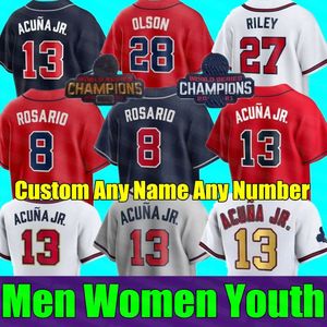 2022 WS Gold Program Jersey Ronald Acuna Jr. Matt Olson Atlanta Jorge Soler Deion Sanders Austin Riley Brave Ozzie Albies Jones Men Men Youth Baseball Jerseys