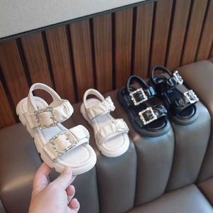 Sandals Children Girls Sandals With Bright-Box Fashion Princess Thick Soles Sandals Non-slip Breathable Solid Soft Kids Sandals