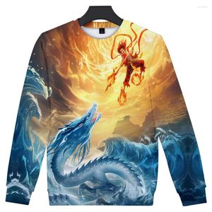 Herrtröjor mode runda nacke anime tröja tryckt pullover harajuku street sportkläder tjock punk stil nezha 3d casual full