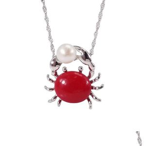 Jewelry Settings Factory Wholesale Cute Crab S925 Pure Sier Pearl Pendant Mount Female Fashion Simple Diy Empty Bracket Accessories Dhfmh