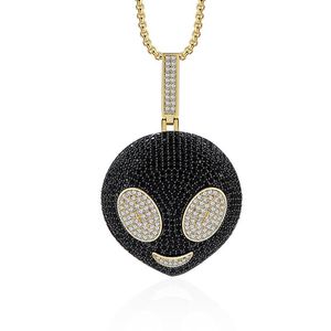 Pendant Necklaces 2023 Personality Fashion Black Color Alien Necklace Copper Zircon Jewelry Hip Hop Wind Rap Party Gift