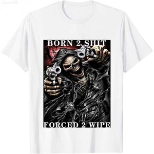 Herr t-shirts sommar bomull män t shirt cool anime skalle den födda till s tvingade 2 torka tryck hip hop kläder unisex casual tshirt grafisk tee z0221