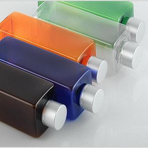 収納ボトル5PCS 250ml正方形のプラスチックボトルエマルジョン品種陽極酸化アルミニウムキャップコーラカバー付き内側のストッパー