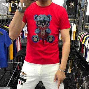 Men's T-Shirts Men's Tshirts Streetwear Trend Pattern Hot Diamonds Casual Party Male Tops Fashion Men Cotton Tees New Designer Mens Clothing Z0221