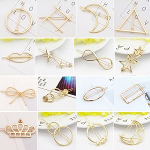 Stylish Simple Metal Style Ribbon Hair Accessories Temperament Bangs Heart Star Hair Clips Bang Headwear Women Girl Hair Claw BB Clips 1694