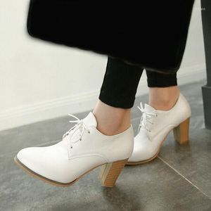 Kleidschuhe Damenmode Court Brogue Pumps Blockabsatz Schnürhalbschuhe Oxfords Casual Lady