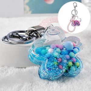 Keychains Creative Moving Liquid Quicksand Keychain Acrylic Five-pointed Star Floating Keyring For Women Charm Bag Pendant Key Holder Gift