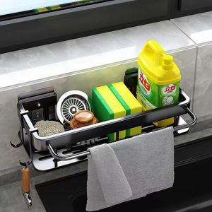 DISH RACKS Kök förvaringsställ handduksvamp dränering alumimum vägg hängande borst badrum tvålhållare diskbänk skrivbordsorganisatör 230221