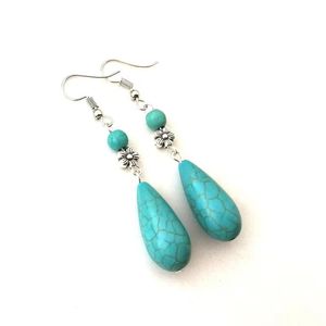 Earring Ear Cuff Jewelry Bohemian turquoise Earring long water drop earrings vintage personality earrings no ear piercing ear clip Tibetan jewelry