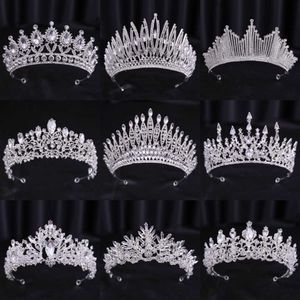 Tiaras Diverse Sier Color Crystal Crowns Bride Tiara Fashion Queen for Bridal Crown Headpiece Wedding Hair Jewelry Accessories Z0220