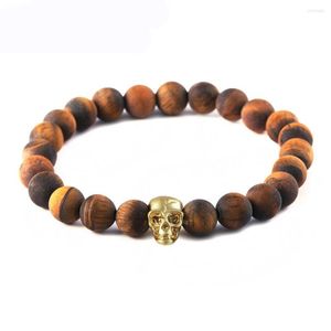 Charm Bracelets Fashion Gold 316L Stainless Steel Skull Bead Bracelet For Women Wooden Beads And Skeleton Northskull Men IB-140