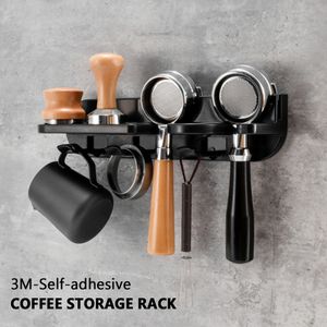 Dish Racks 515458mm Wall Mount Coffee Set Storage Rack Puching Free Espresso Portafilters Holder ware Organizer Accessories 230221