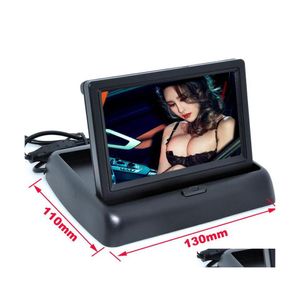 Car Rear View Cameras Parking Sensors Cameras Foldaway 4.3 Inch Tft Lcd Display Monitor Dvd Players Color Rearview For Reverse Came Dhbms