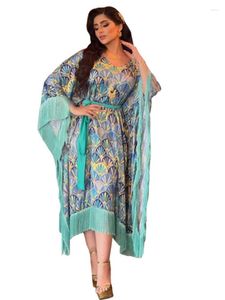 Abbigliamento etnico Abaya Abito musulmano da donna con nappa con lacci e maniche a pipistrello Abiti con stampa autunnale Eleganti abiti da festa Jalabiya