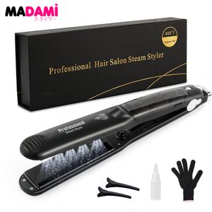 Hair Straighteners Steam Hair Straightener Professional Ceramic Vapor Flat Iron 450 Fast Heat Argan Oil Treatment Hair Care Tools 230220