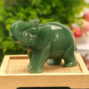 Dekorativa föremål Figurer Green Aventurine Jade Ston Lucky Elephant Fortune Feng Shui Staty Figur Office Ornament Chakra Healing Stones Decor 230221