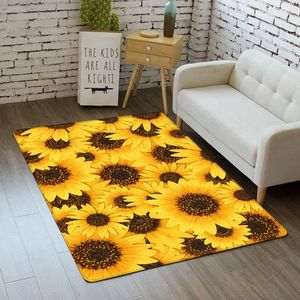 Dywany żółty wzór słonecznika miękki antysapowy flanelowy dywan bez poślizgu maty podłogowe obszar dywanika do sypialni dywaniki