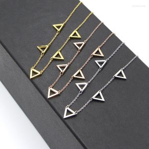 Pendant Necklaces Martick Personality Rock Style Link Chain Necklace Five Pieces Hollow Out Triangles Design For Woman Party Jewelry P169