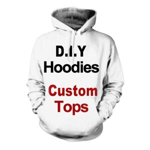 Erkek Hoodies Sweatshirts Fashion 3D Baskı DIY Özel Tasarım Erkekler Kadın Hip Hop Damla Toptancıları Tedarikçiler Giyim 6XL