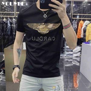 T-shirt da uomo Fashion Stick Diamond Tshirt Personalizzata traspirante Hot Diamond Slim cotone mercerizzato sottile manica corta Tees 2022 Summer Top Z0221