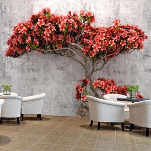 Bakgrundsbilder Anpassad PO Wall Painting 3D Stereoskopiska blommor Abstrakt träd Mural Wallpaper för vardagsrum sovrum heminredning